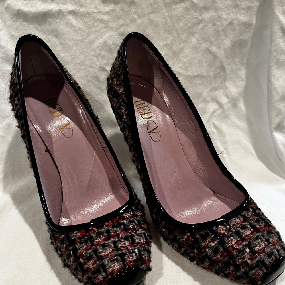 RED Valentino Black and Red Tweed Heels